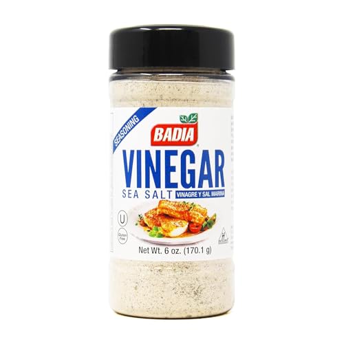 Badia Vinegar & Sea Salt Seasoning 6 oz – Tangy and Savory Flavor Blend of Zesty Vinegar and Crystalline Sea Salt