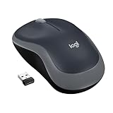 Logitech M185 Wireless Mouse – 2.4GHz with USB Mini Receiver, 12-Month Battery Life, 1000 DPI Optical Tracking, Ambidextrous Design – Grey