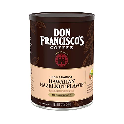 Don Francisco's Hawaiian Hazelnut Ground Flavored Coffee: Rich, Aromatic 100% Arabica Beans - (12 oz Recyclable Can)