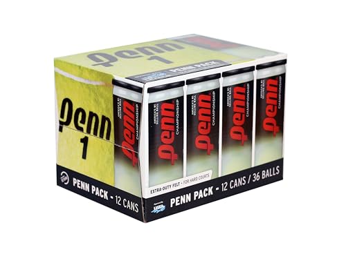 Penn Championship Tennis Balls - Extra Duty Felt Pressurized Tennis Balls 3 Count(Pack of 12)