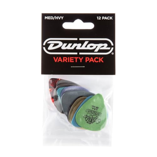 JIM DUNLOP Púas Variety Pack medium y duro, Saco de 12, Multicolor,