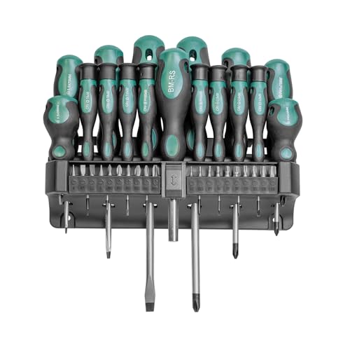 (-58%) Brüder Mannesmann Schraubendreher- und Bit-Set 37-tlg., ergonomischer Zweikomponentengriff, Chrom-Vanadium-Stahl, vielseitig für Haushalt, Werkstatt und Reparaturen | M11415