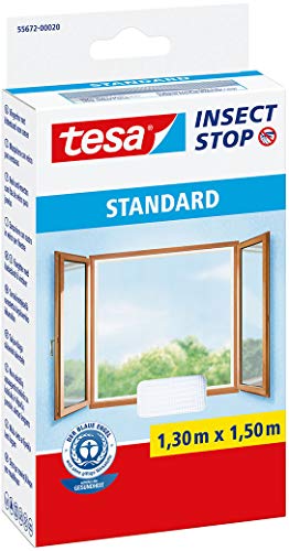 (-56%) tesa INSECT STOP Klett Fliegengitter für Fenster - Insektenschutz mit Klettband, zuschneidbar - Mückenschutz ohne Bohren - 1 x Fliegen Netz - 130 cm x 150 cm - Weiß