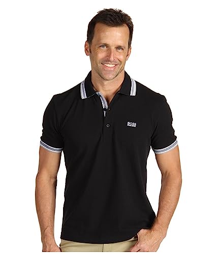 BOSS Green Men's Paddy Polo Shirt, Black, L