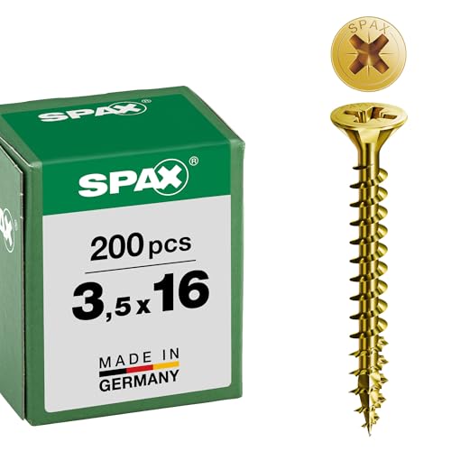 (-58%) SPAX Universalschraube, 3,5 x 16 mm, 200 Stück, Kreuzschlitz Z2, Senkkopf, Vollgewinde, 4CUT, YELLOX A2L, 1081020350163