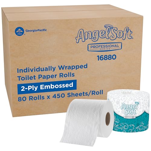 Georgia-Pacific Angel Soft Toilet Paper, 16880, Bulk Case of 80 Rolls, 450 Sheets Per Roll, Individually Wrapped, 2-Ply Soft and Strong Toilet Tissue