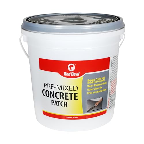Red Devil 0641 Concrete Repair Patch, Cement Crack Filler, Pre-Mixed, 1 Gallon, Pack of 1, Gray, Made in USA