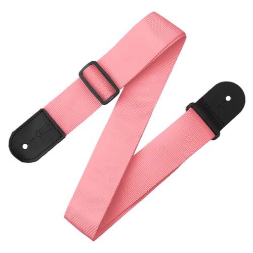 Levy's Leathers 2" Polypropylene Guitar Strap with Genuine Leather Ends and Tri-glide Adjustment, Pink (M8POLY-PNK)
