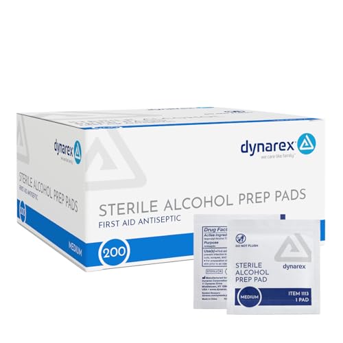 Dynarex 1113 Alcohol Prep Pad Sterile, Medium, Count 200 (Pack of 1)