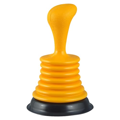 PlumbCraft 11-in. Mini Drain Plunger, Drain and Sink Plunger for Kitchen and Bathroom Drains, Drain Clog Remover with Handle, Bellows Plunger to Unclog Sink Drain, DIY Bathroom Sink Accessory