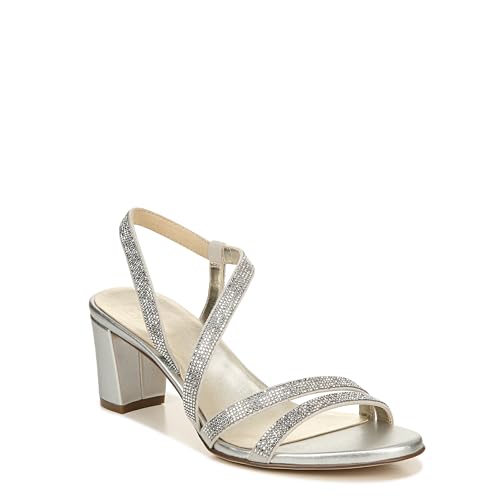 Naturalizer Womens Vanessa2 Rhinestone Embellished Strappy Heeled Sandal ,Silver ,8.5M