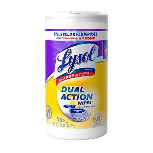 Lysol Dual Action Disinfectant Wipes, Multi-Surface Antibacterial Scrubbing Wipes, For Disinfecting and Cleaning, Citrus