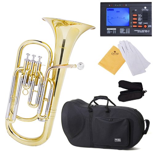 Mendini Intermediate Brass B Flat Baritone Well-made A concert brass baritone for intermediate