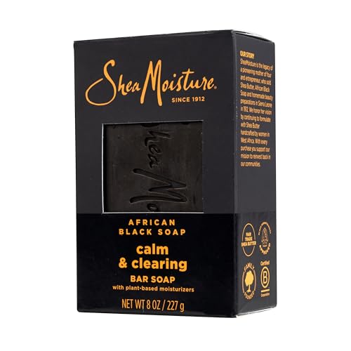 SheaMoisture Bar Soap for Troubled Skin African Black Soap Cleanser with Shea Butter 8 oz