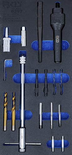 BGS 8297 | Tool Tray 1/3: Glow Plug Removal and Thread Repair Set | M8, M10 | 17 pcs.