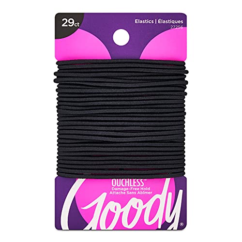 Goody Ouchless Womens Elastic Hair Tie 29 Count Black 2MM Fine to Medium Hair