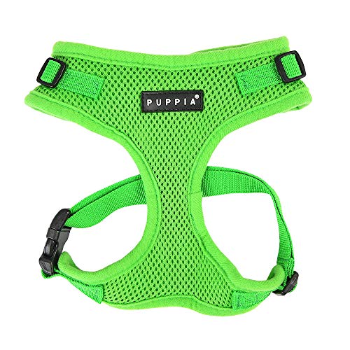 Puppia Ritefit Dog Harness small dog and medium dog harness - Adjustable and Super soft in many colours - Also usable as Puppy Harness - Anti Pull Dog Lead, Green, M