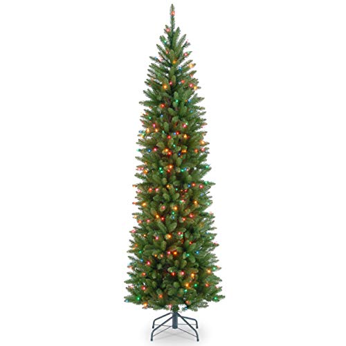 National Tree Company 7.5 ft Pre-Lit Dunhill Fir Artificial Christmas Tree, 700 LED Lights, 2,514 Tips, Foot Pedal, 10 Light Functions, Includes Stand, Green