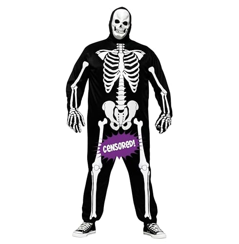 Fun World Men's Skeleboner Plus Size Adult Costume, White/Black, Plus Size