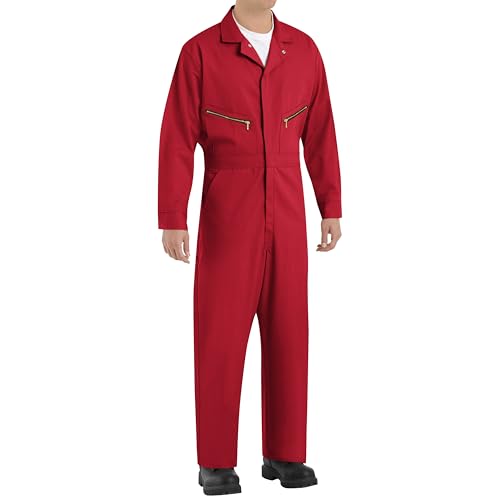 Red Kap mens Zip-front Cotton Coverall ,Red ,44 Long