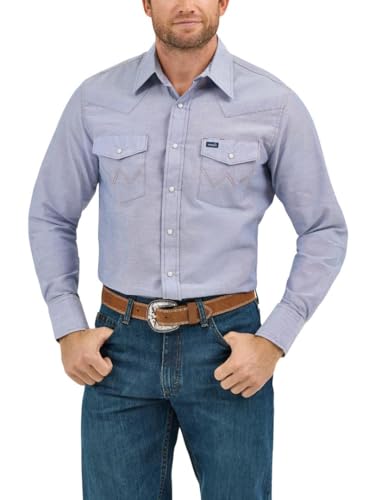 🔥 SELTEN SO GÜNSTIG (-40%) Wrangler Herrenshirt, Cowboy-Schnitt, Western-Stil, langärmelig, Khaki. Gr. Medium, Light Denim