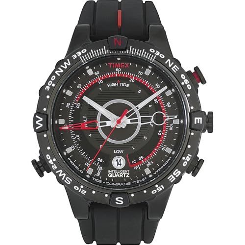 (-47%) Timex T2N720 Intelligente Quarz-Herrenuhr, 45 mm, schwarzes Zifferblatt, Analog-Anzeige und schwarzes Silikonarmband