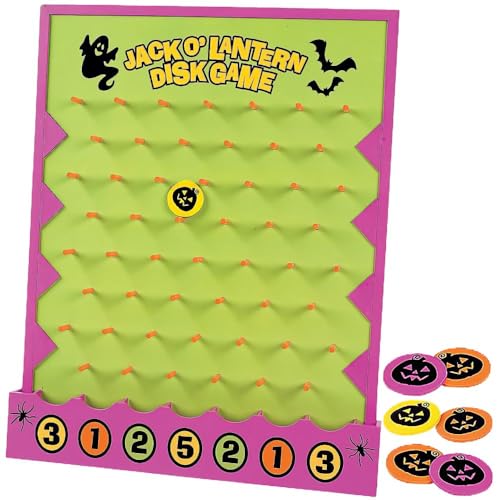 Fun Express Halloween Disk Drop Game 8 Piece Set - Premium Wooden Plinko Board Style Halloween Party Games for Kids & Adults | Fall Festival Carnival Games for Indoor & Outdoor Activities