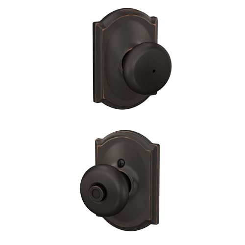 Schlage F40 PLY 716 CAM Camelot Collection Plymouth Privacy Knob, Aged Bronze