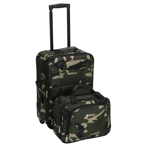 Rockland Fashion Softside Upright Luggage Set,Expandable, Wheel, Telescopic Handle, Camouflage, 2-Piece (14/19)