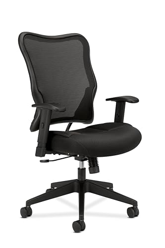HON Wave High Back Ergonomic Office Chair with Adjustable Arms, High Back Ergonomic Desk Chair with Adjustable Arms, Breathable Mesh for Computer, 360° Swivel, Synchro-Tilt, Black