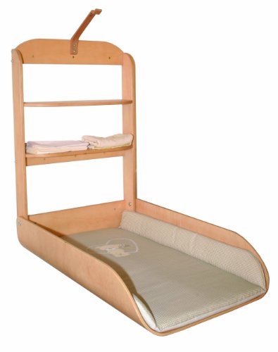 (-37%) roba Wandwickeltisch natur - Klappbares Wickelregal aus gebogenem Holz gebogen + Wickelunterlage Liebhabär - einfache Wandmontage - Auflage mit Bären Motiv, 1 Stück (1er Pack)