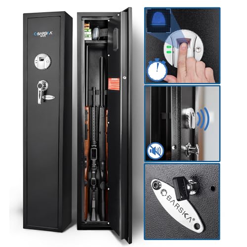 Barska Quick and Easy Access Biometric Rifles, Firearms and Long Guns Safe for Home, Removable Shelf, Optional Silent Mode, 1.83 Cubic Ft