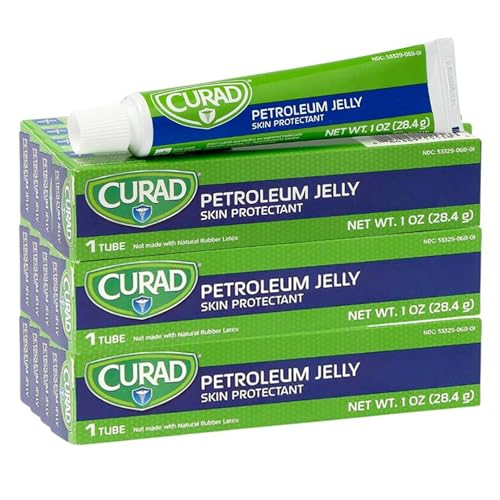 CURAD Petroleum Jelly, Multi-Purpose Skin Protectant, Soothing Relief for Dry Skin, Minor Cuts, Burns, and Chapped Lips, Moisturizing Ointment for Adults and Children,1 oz Tube, Pack of 12