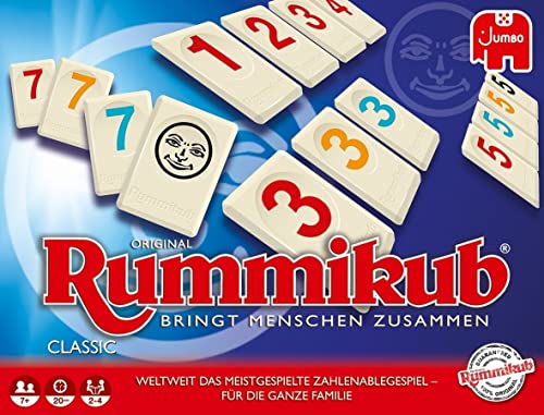 (-25%) Jumbo Spiele Original Rummikub Classic - der Spieleklassiker unter den Gesellschaftsspielen - für Erwachsene und Kinder ab 7 Jahren JUM17571 Mehrfarbig 2,7 x 3,7 cm