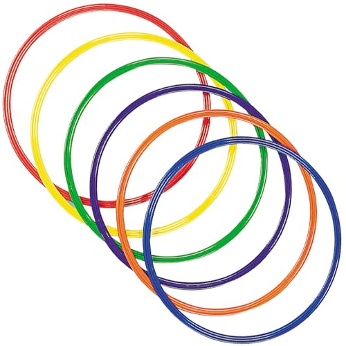 Fun Express Large 20 Inch Obstacle Course Agility Rings Set of 6 - Professional PE Equipment for Elementary School Physical Education | Carnival Games Ring Toss for Kids Outdoor Play & Field Day