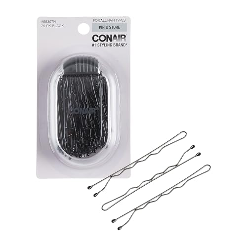 Conair Pin and Match Bobby Pins Black 75-Count with Storage Container