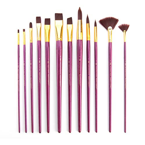 🔥 STARKER PREIS (-56%) Royal & Langnickel RSET-9314 - Firm Burgundy Taklon 12-teiliges Pinsel Set gemischt mit langem Griff