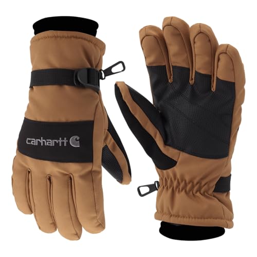 Carhartt Men's Waterproof Insulated Knit Cuff Glove, Brown Black, Large