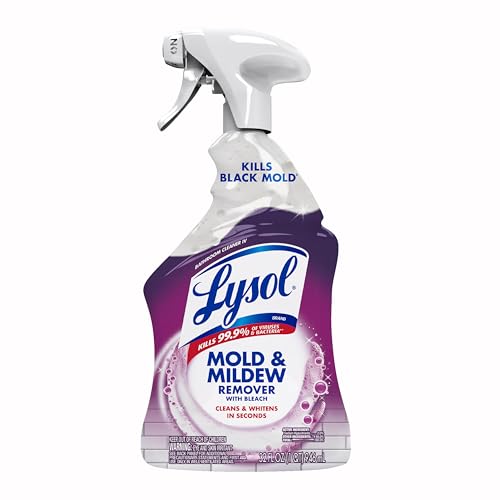 Lysol Mold & Mildew Remover spray with Bleach, Disinfects, Cleans and Removes Stains, for Bathrooms, Showers & Kitchens, 32oz (Pack of 1)