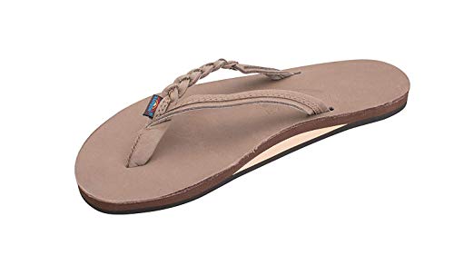 Rainbow Sandals Women’s Flirty Braidy Premier Leather w/Single Braided Strap, Dark Brown, Ladies Medium / 6.5-7.5 B(M) US