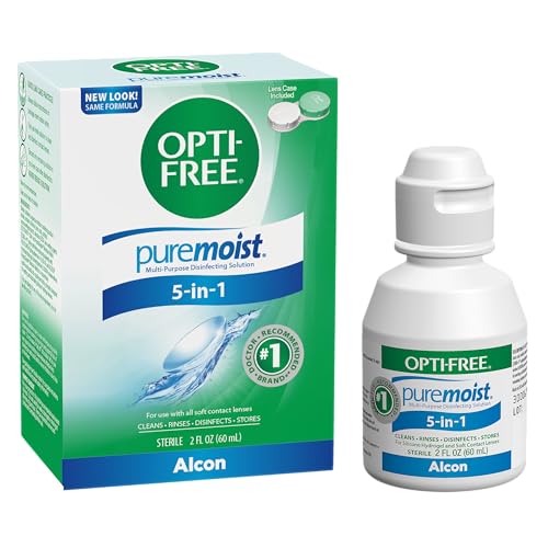 Opti-Free Puremoist Multi-Purpose Contact Lens Cleaning and Disinfecting Solution with Lens Case, 2 Fl Oz (Pack of 1)