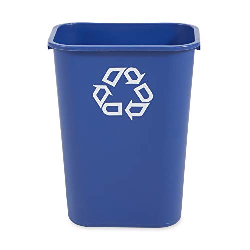 Rubbermaid Commercial Products Deskside Recycling Can, 10.25-Gallon/41-Quart, Blue Recycling Symbol, Plastic, for Bedroo