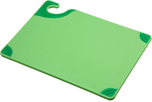 San Jamar Saf-T-Grip Plastic Cutting Board with Safety Hook, 9" x 12" x 0.375", Green