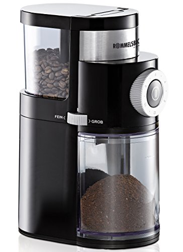 (-30%) ROMMELSBACHER Kaffeemühle EKM 200 – aromaschonendes Scheibenmahlwerk, Mahlgrad einstellbar von grob bis fein, 2-12 Portionen, Füllmenge Bohnenbehälter 250 g, 110 Watt, schwarz