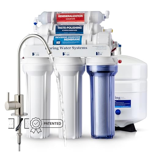 iSpring RCC7AK, NSF Certified, 75 GPD, Alkaline 6-Stage Reverse Osmosis System, pH+ Remineralization RO Water Filter System Under Sink, Patented Top-Mounted Faucet Design for Easy Installation