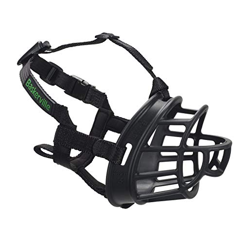 BASKERVILLE ULTRA MUZZLE - Patented Humane Design, Breathable, Dog can Pant and Drink, Adjustable, Padded, Training Muzzle for Medium-sized Dogs, Prevents Biting, Wildlife Scavenging (Size 3, Black)