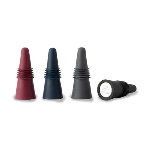 Rabbit W6121 Bottle Stoppers Set of 4, Multicolor Wine Bottle Caps to Preserve Freshness, Stylish and Durable, Perfect for Parties and Gifts