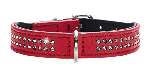 HUNTER Diamond Petit Nickel-Plated Collar, 24/17 x 21 cm, 2X-Large, Nappa Red/Black
