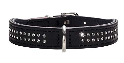 HUNTER Diamond Petit Nickel-Plated Collar, 27/20 x 24 cm, X-Small, Nappa Black/Black