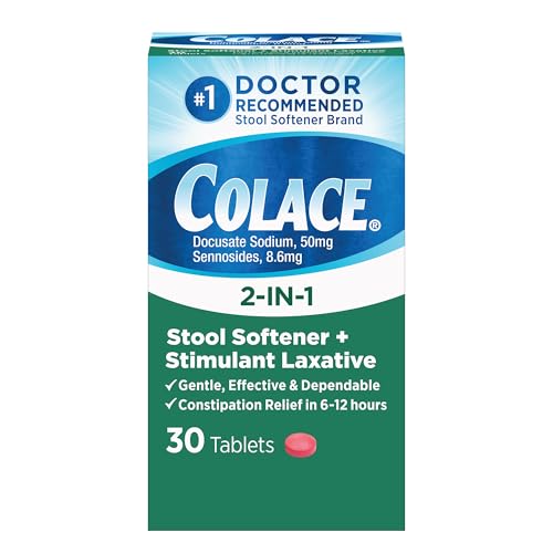 Colace 2 In 1 Stool Softener Stimulant Laxative Tablets Gentle Constipation Relief In 6 12 Hours 30 Count Pricepulse